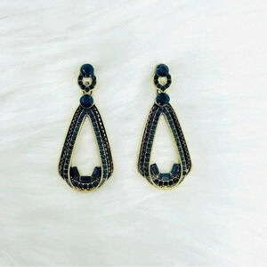 Water drop Retro Statement Earrings in Golden Blue